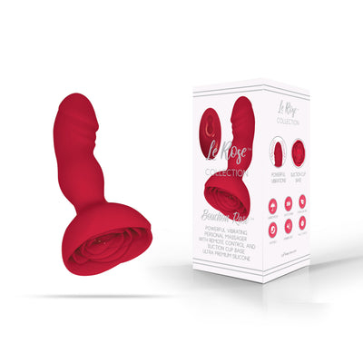 THE LE ROSE COLLECTION BOUCHON ROSE VIBRATING MASSAGER WITH REMOTE - RED