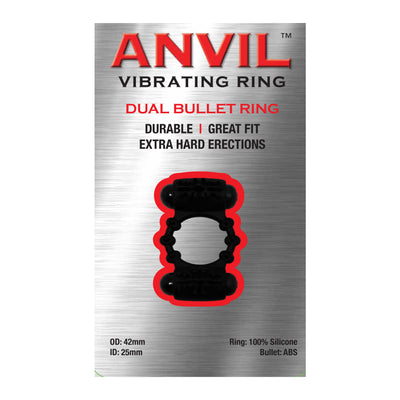 Anvil Dual Bullet Vibrating Cock Ring in Black