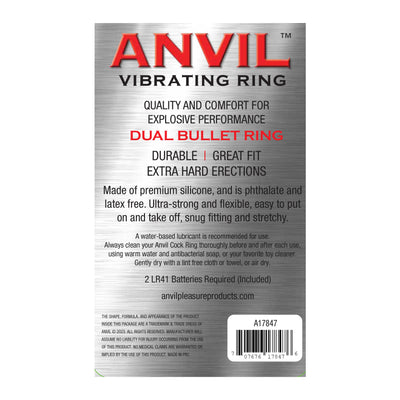 Anvil Dual Bullet Vibrating Cock Ring in Black