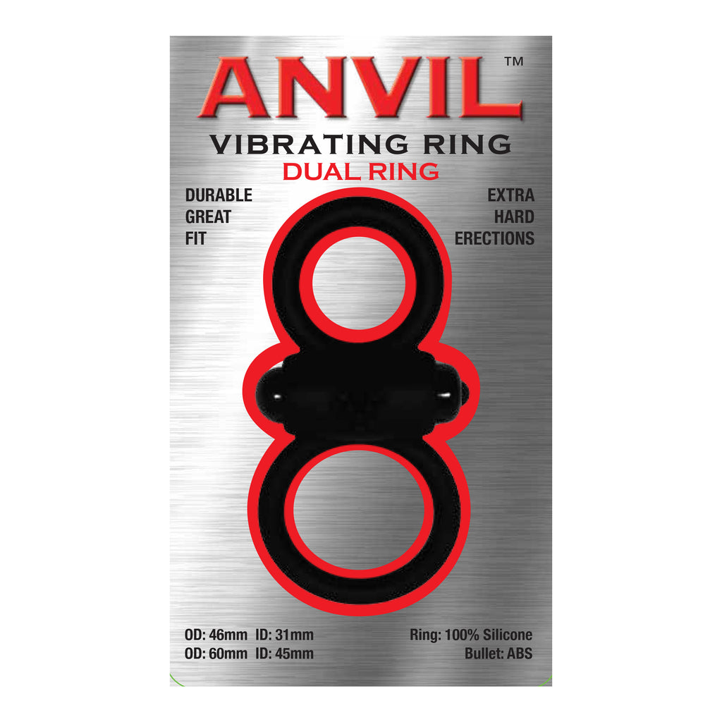 Anvil Dual Ring Vibrating Cock Ring in Black