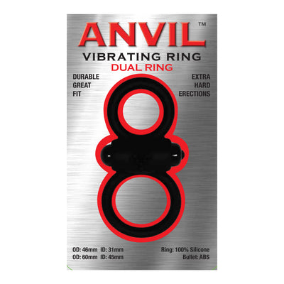 Anvil Dual Ring Vibrating Cock Ring in Black
