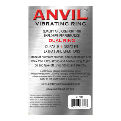 Anvil Dual Ring Vibrating Cock Ring in Black