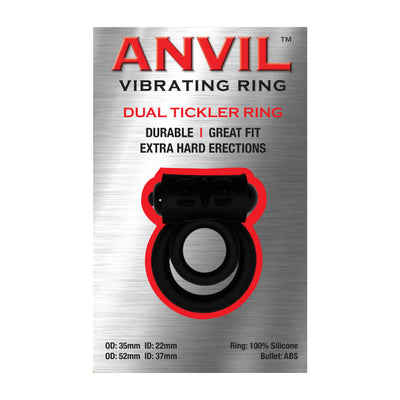 Anvil Dual Tickler Vibrating Cock Ring in Black