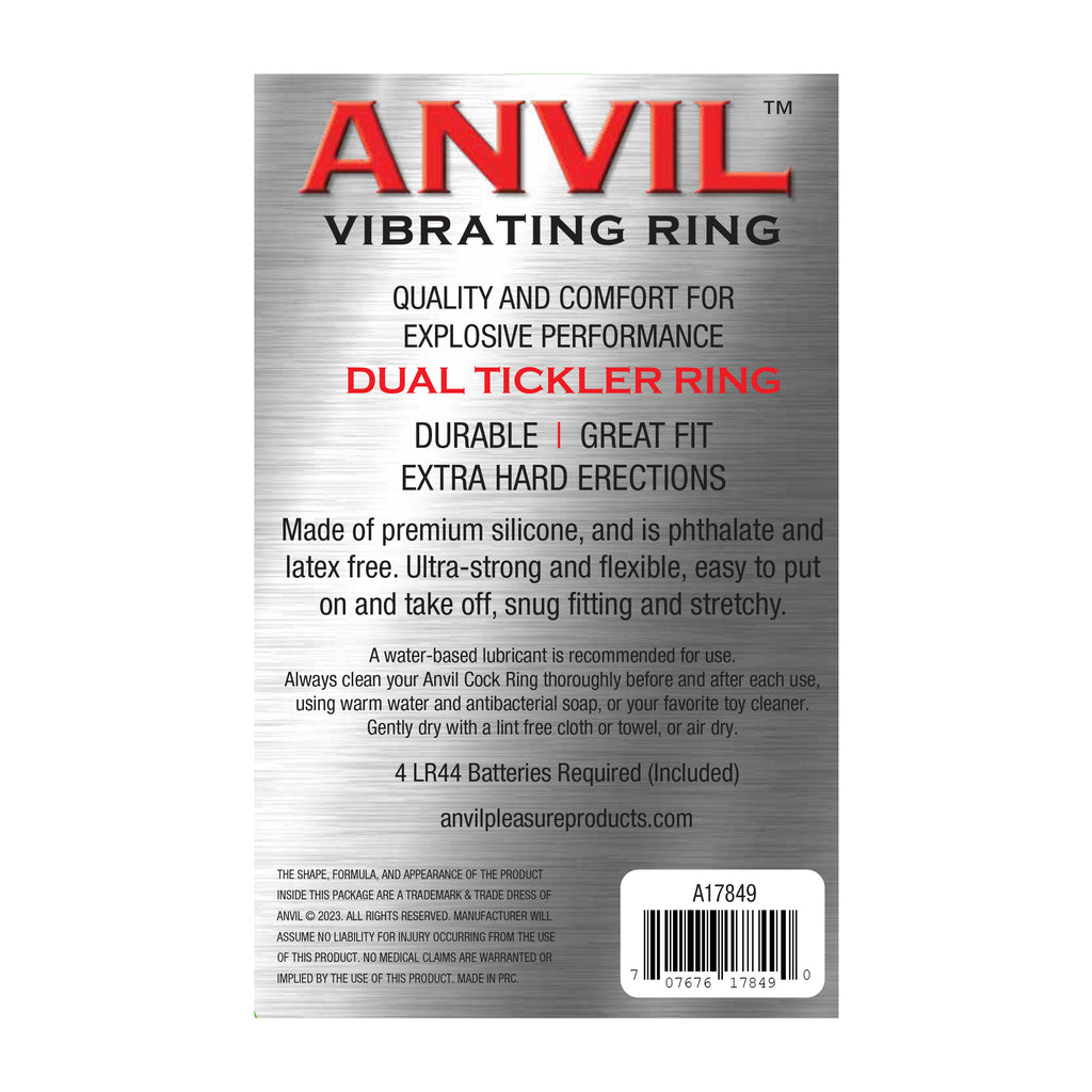 Anvil Dual Tickler Vibrating Cock Ring in Black