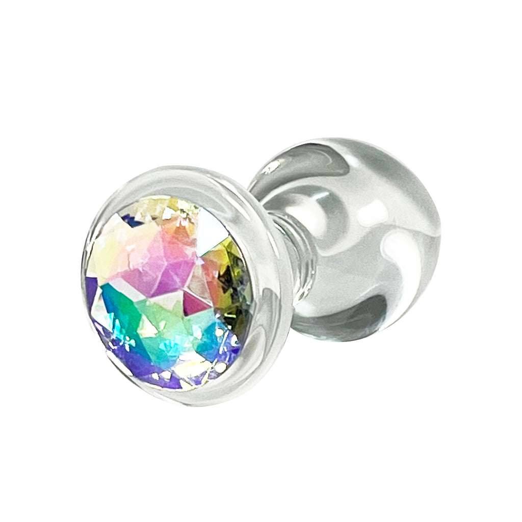 Fetish Pleasure Play Medium Glass Clear Jeweled Butt Plug Fetish Pleasure Play Medium Glass Clear Jeweled Butt Plug
