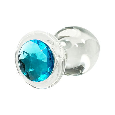 Fetish Pleasure Play Large Glass Blue Jeweled Butt Plug Fetish Pleasure Play Large Glass Blue Jeweled Butt Plug