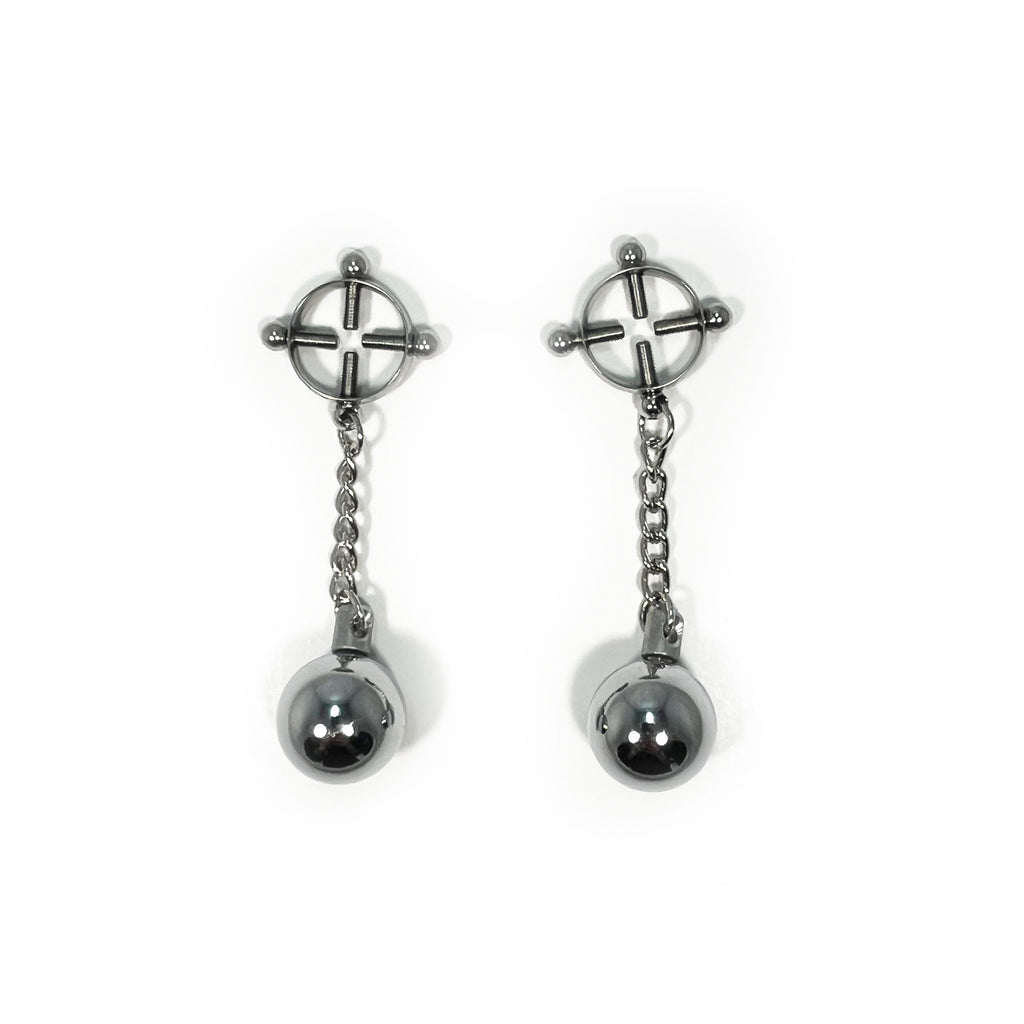 Adjustable 4-Way Screw Weighted Nipple Clamps by Fetish Pleasure Play