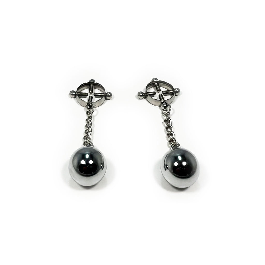 Adjustable 4-Way Screw Weighted Nipple Clamps by Fetish Pleasure Play