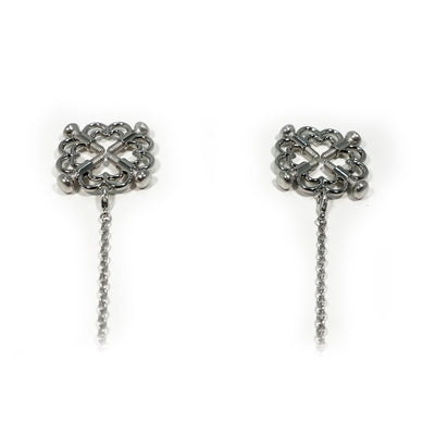 Fetish Pleasure Play Nipple Clamp Clover Shaped Combo - Silver
