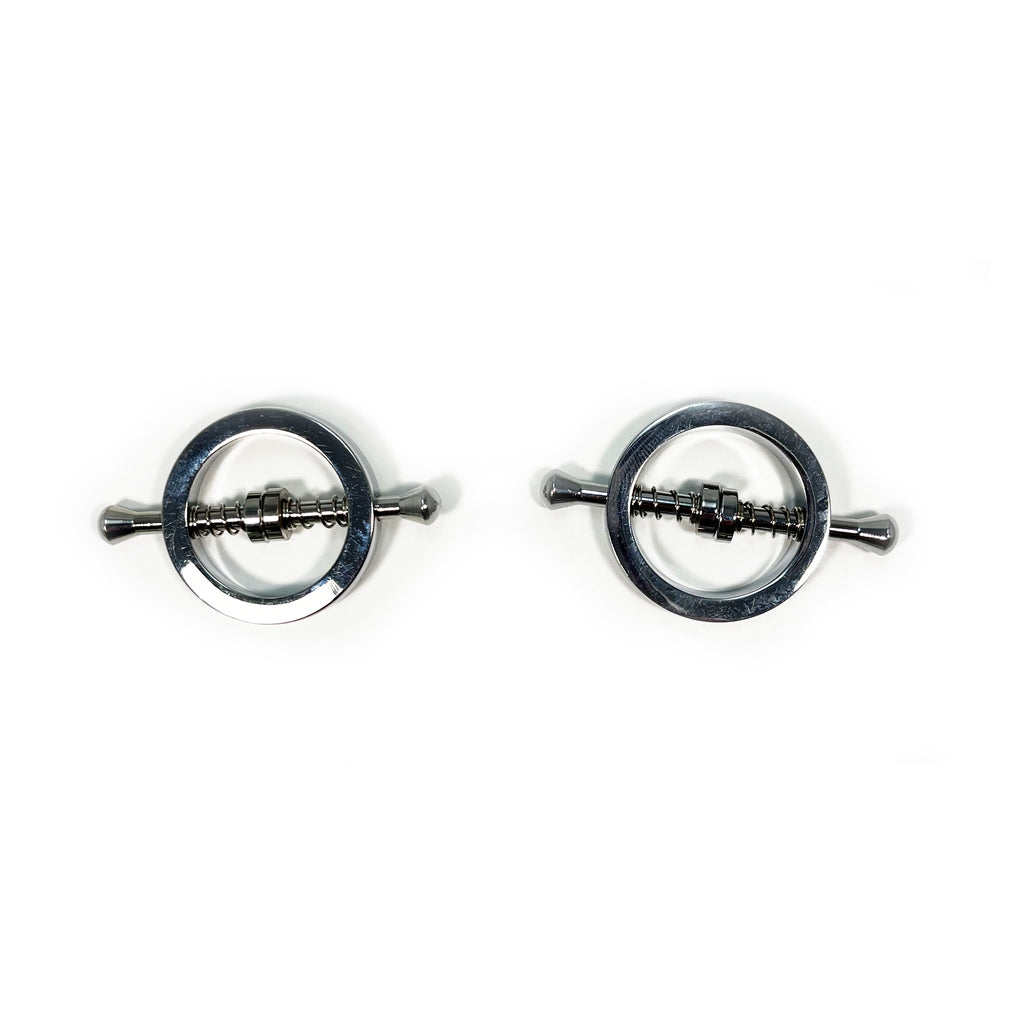 Fetish Pleasure Play Nipple Spring Clamp Circle Shaped - Silver