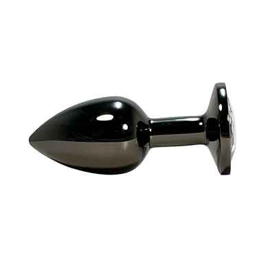 Small Gunmetal Jeweled Princess Plug Metal Butt Plug by Fetish Pleasure Play