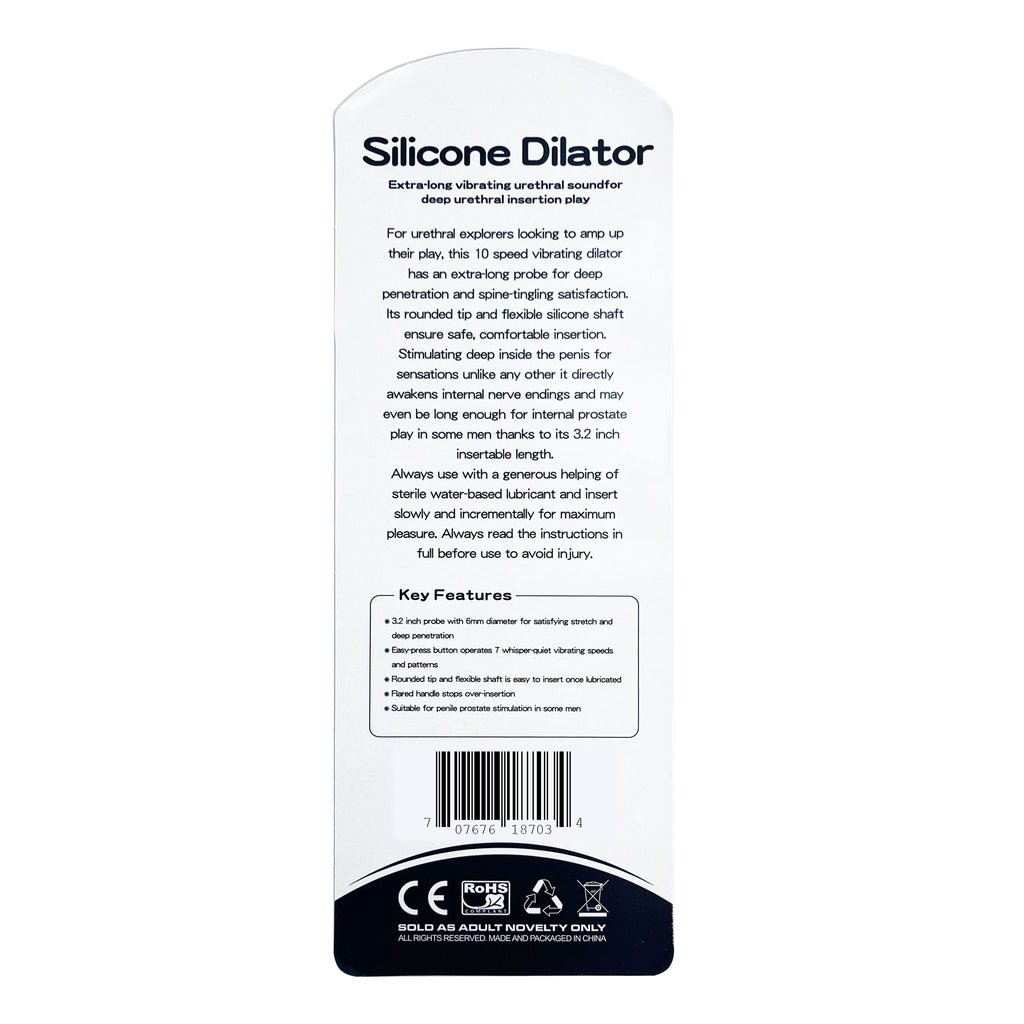 Vibrating Silicone Urethral Dilator by Fetish Pleasure Play in Black
