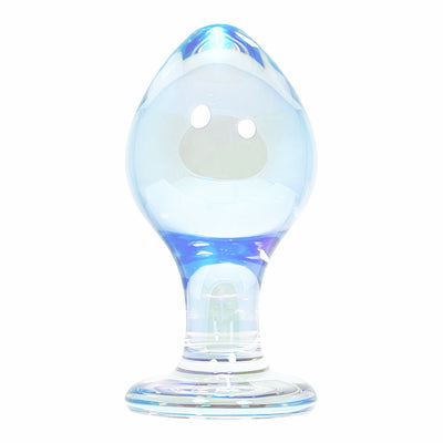 Classic Blue Glass Butt Plug in Medium by Glass Pleasure Play