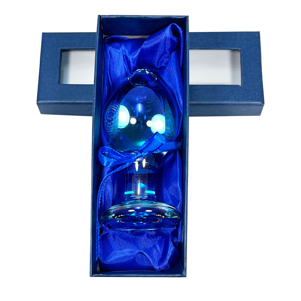 Classic Blue Glass Butt Plug in Medium by Glass Pleasure Play