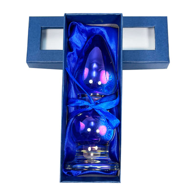 Small Double Bulb Glass Butt Plug by Glass Pleasure Play in Teal