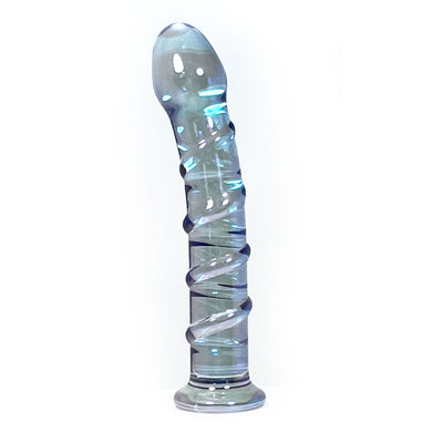 Small Swirl Ribbed Anal Probe by Glass Pleasure Play in Light Blue Small Swirl Ribbed Anal Probe by Glass Pleasure Play in Light Blue