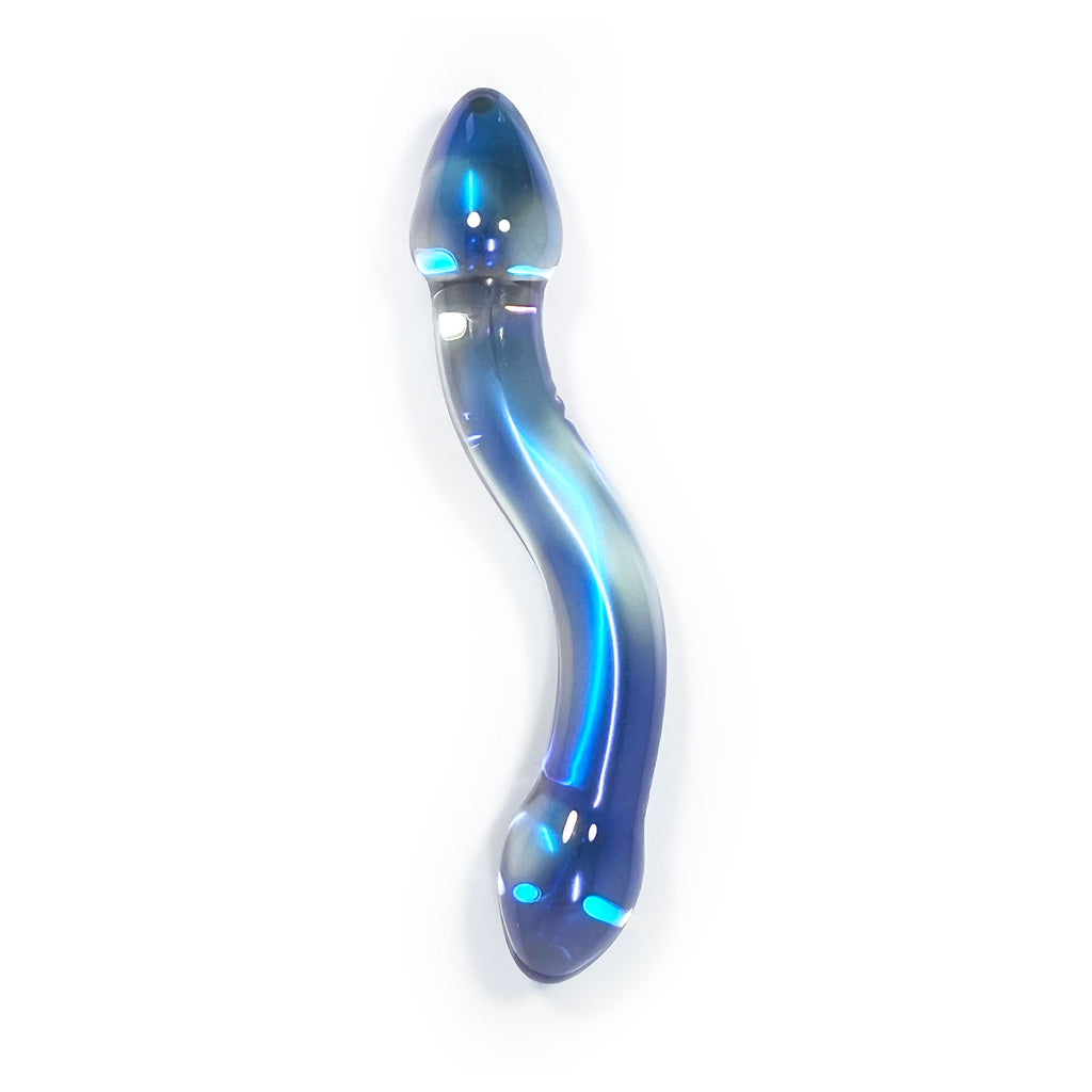 S-Curve Double-Ended Anal Probe by Glass Pleasure Play in Blue