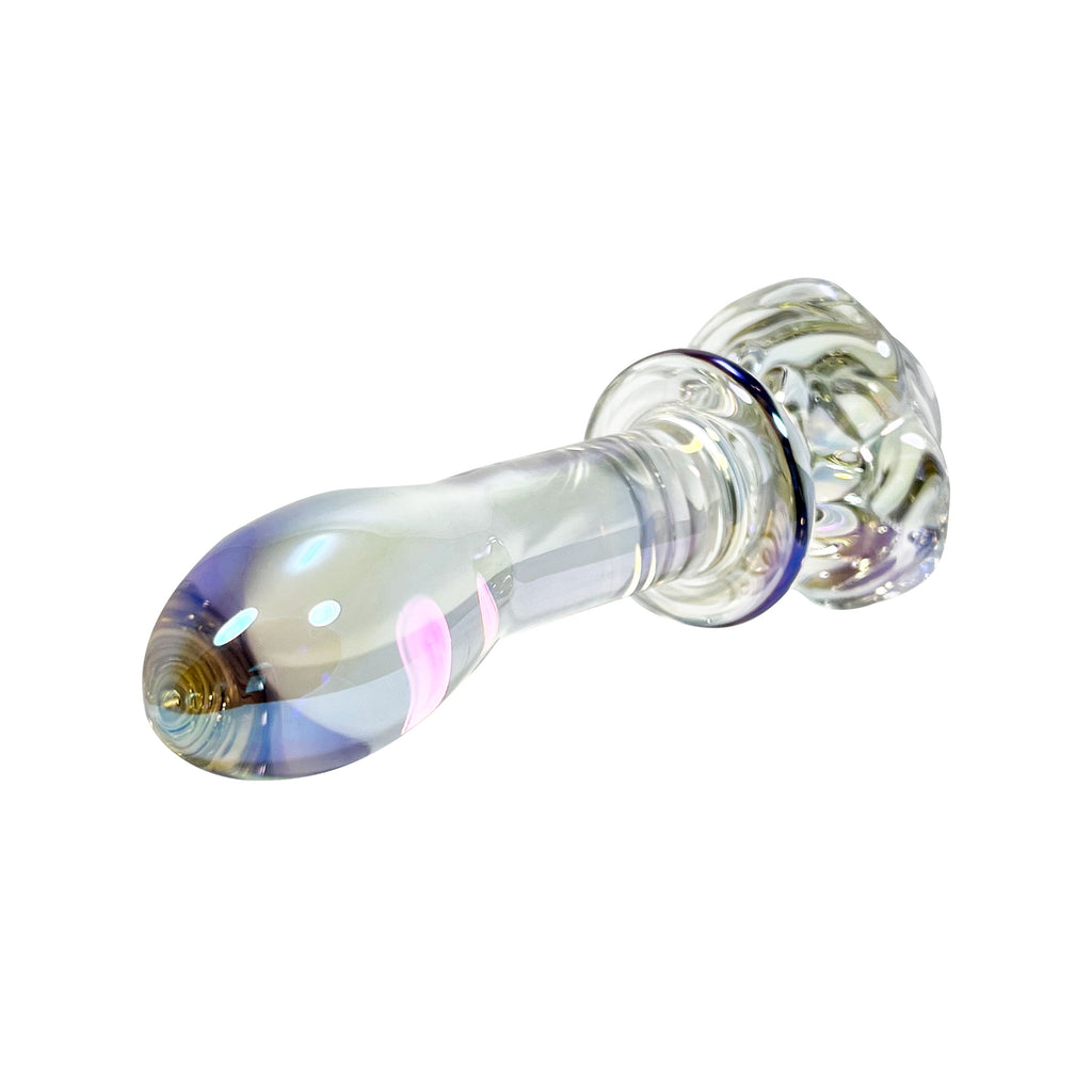 Fetish Pleasure Play Rose Clear Iridescent Glass Butt Plug Fetish Pleasure Play Rose Clear Iridescent Glass Butt Plug