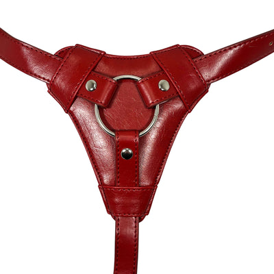 Fetish Pleasure Play Patent Leather Strap-On Harness With 3 Dong Size Rings