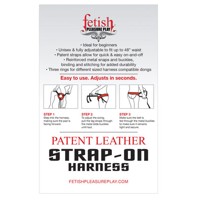 Fetish Pleasure Play Patent Leather Strap-On Harness With 3 Dong Size Rings