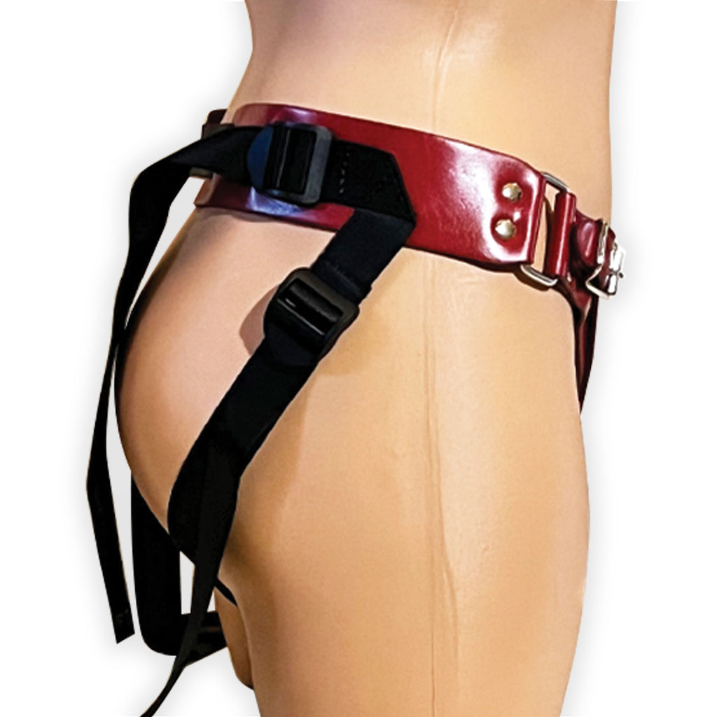 Fetish Pleasure Play Patent Leather Strap-On Harness