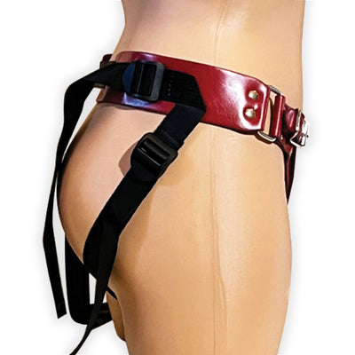 Fetish Pleasure Play Patent Leather Strap-On Harness