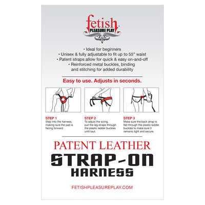Fetish Pleasure Play Patent Leather Strap-On Harness