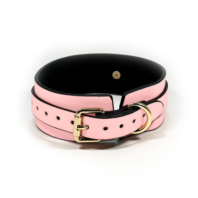 Glow in the Dark Collar and Leash with Brass Bell by Fetish Pleasure Play in Pink