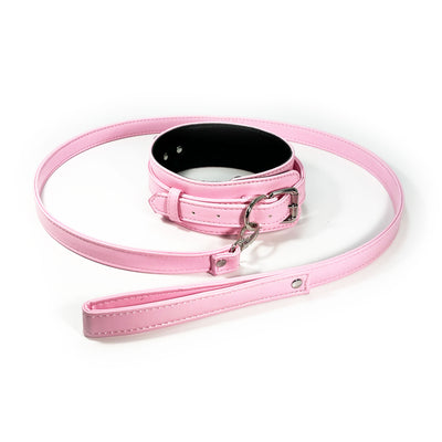 Collar and Leash Set by Fetish Pleasure Play in Pink