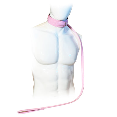 Collar and Leash Set by Fetish Pleasure Play in Pink
