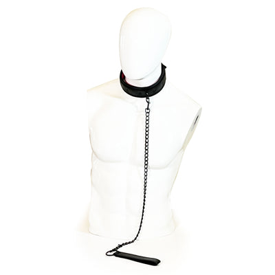 Faux Leather and Neoprene Collar and Chain Leash by Fetish Pleasure Play in Black and Pink