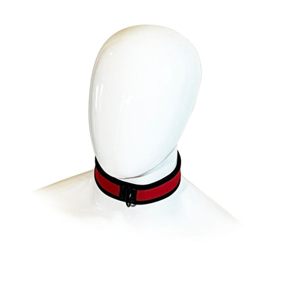 Adjustable Neoprene Collar with D-Ring by Fetish Pleasure Play in Red
