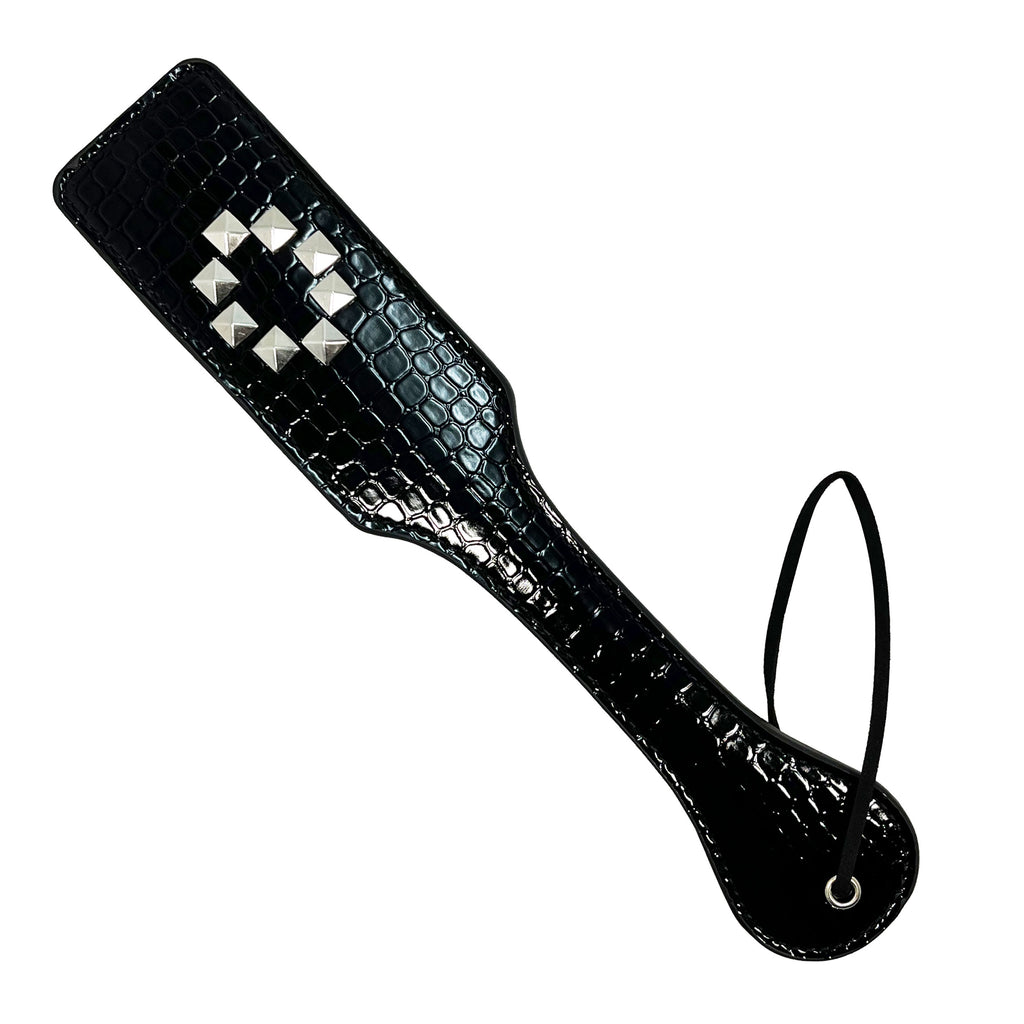 Alligator Textured Paddle with Studded O by Fetish Pleasure Play in Black