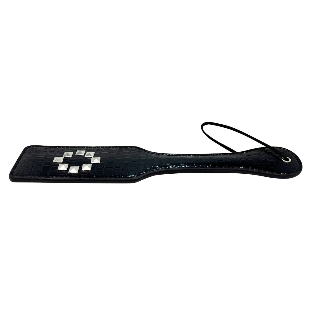 Alligator Textured Paddle with Studded O by Fetish Pleasure Play in Black