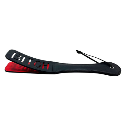 Slapper Paddle with BITCH Cutouts by Fetish Pleasure Play in Black