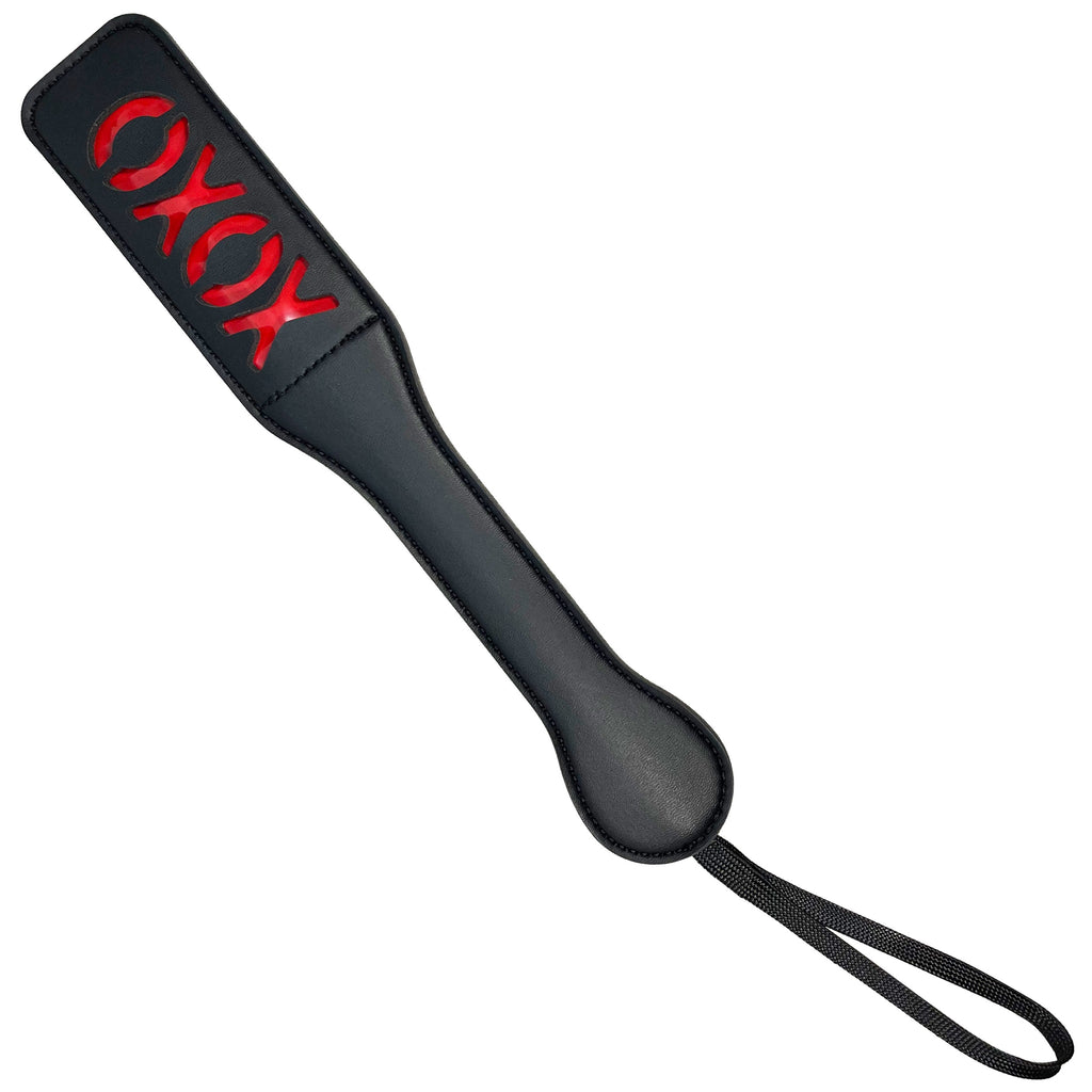 Slapper Paddle with XOXO Cutouts by Fetish Pleasure Play in Black