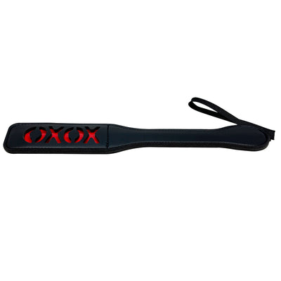 Slapper Paddle with XOXO Cutouts by Fetish Pleasure Play in Black