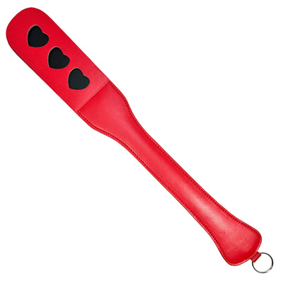 Slapper Paddle with Three Hearts by Fetish Pleasure Play in Red