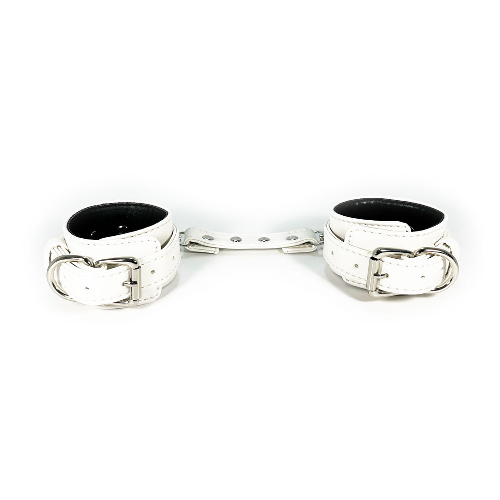 White Connecting Wrist Cuffs by Fetish Pleasure Play