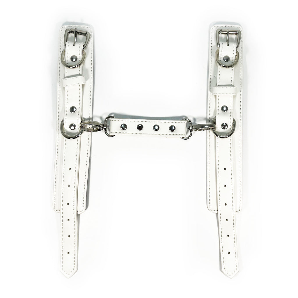White Connecting Wrist Cuffs by Fetish Pleasure Play