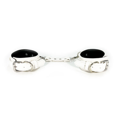 White Connecting Ankle Cuffs by Fetish Pleasure Play