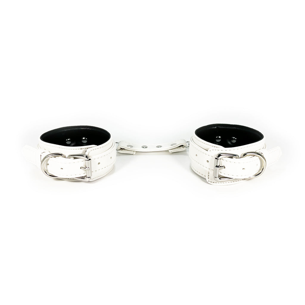 White Connecting Ankle Cuffs by Fetish Pleasure Play