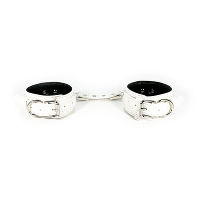 White Connecting Ankle Cuffs by Fetish Pleasure Play