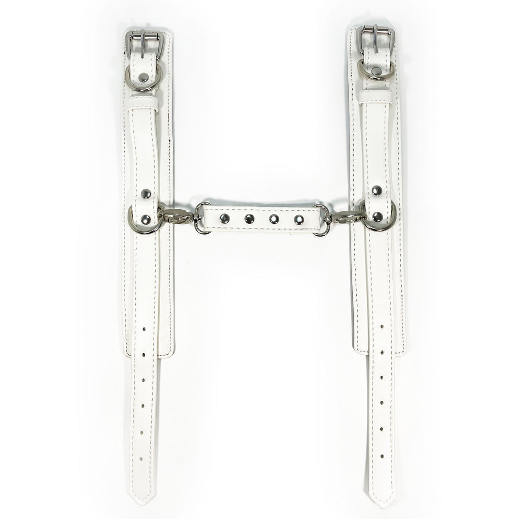 White Connecting Ankle Cuffs by Fetish Pleasure Play