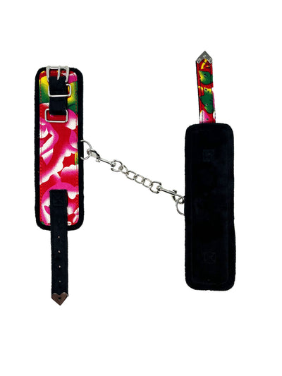 Super Soft Floral Fabric Wrist Cuffs by Fetish Pleasure Play