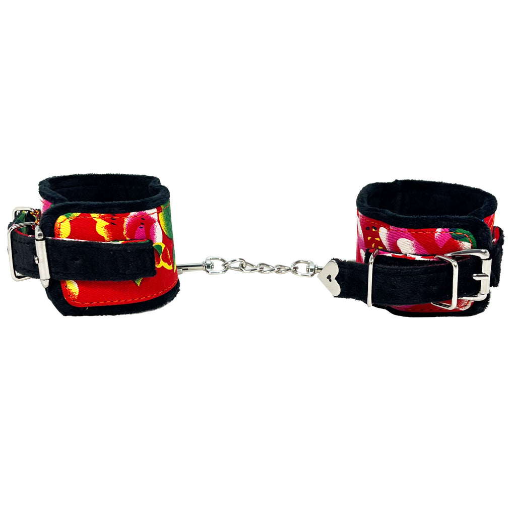 Super Soft Floral Fabric Ankle Cuffs by Fetish Pleasure Play