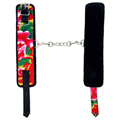 Super Soft Floral Fabric Ankle Cuffs by Fetish Pleasure Play