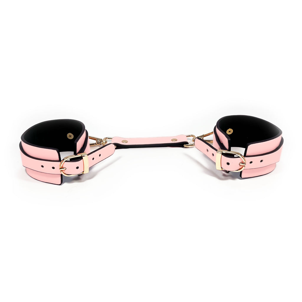 Glow in the Dark Faux Leather Wrist Cuffs by Fetish Pleasure Play in Pink