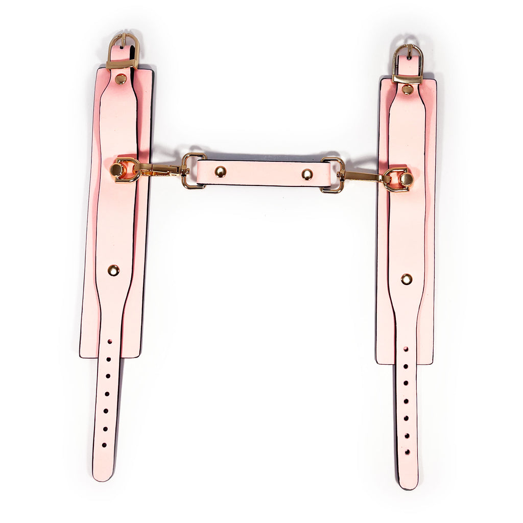 Glow in the Dark Faux Leather Wrist Cuffs by Fetish Pleasure Play in Pink