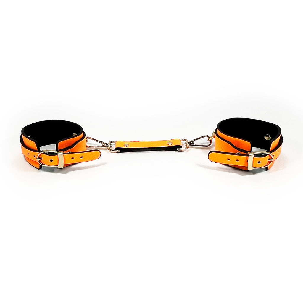 Orange Glow in the Dark Wrist Cuffs by Fetish Pleasure Play